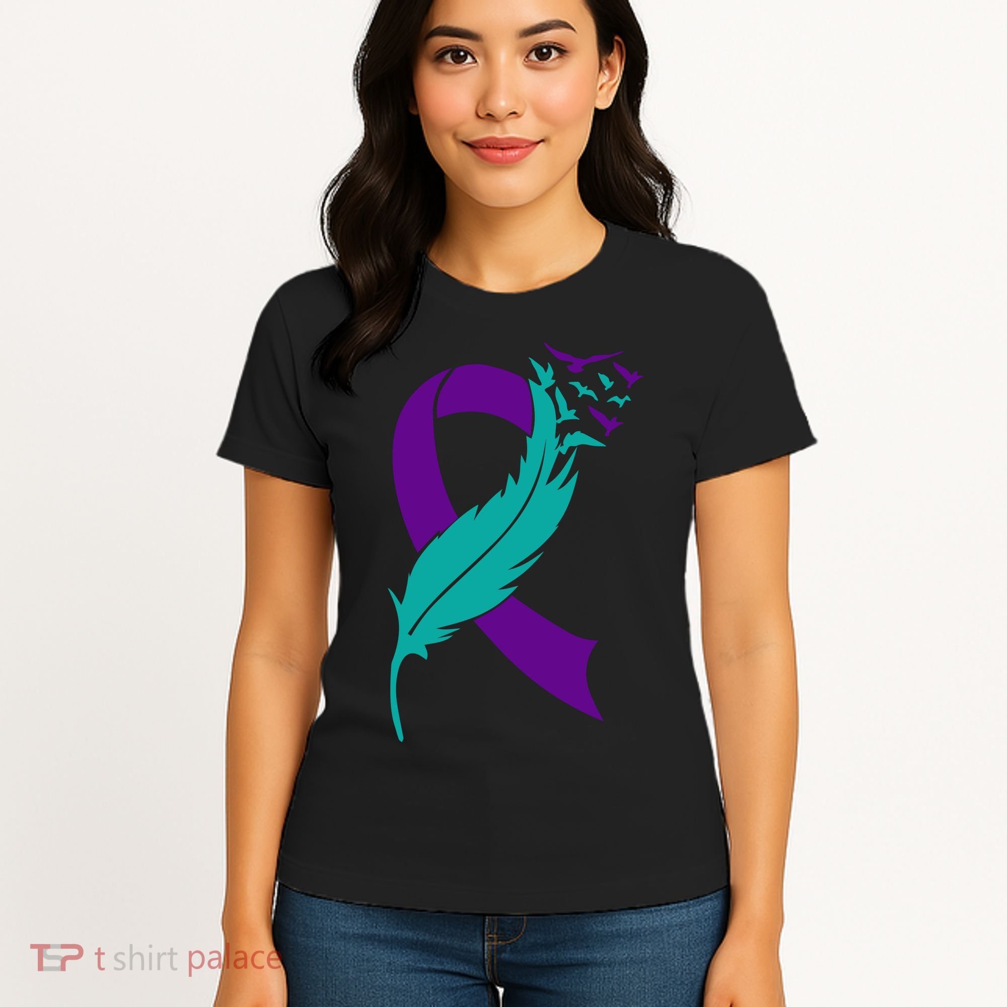 Feather Ribbon Suicide Prevention Awareness Women's T-Shirt
