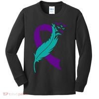 Feather Ribbon Suicide Prevention Awareness Kids Long Sleeve Shirt thumb 0