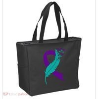 Feather Ribbon Suicide Prevention Awareness Tote Bag thumb 2