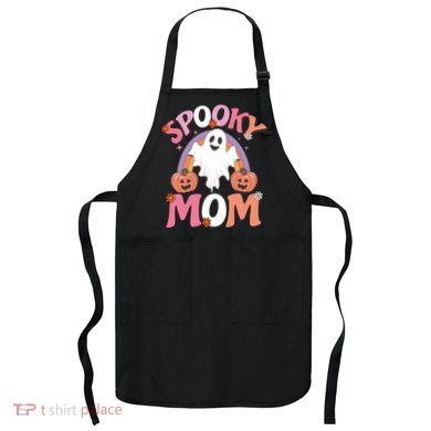 Family Retro Spooky Mom Groovy Retro Halloween Ghost Costume Gift Apron