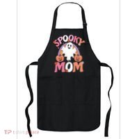 Family Retro Spooky Mom Groovy Retro Halloween Ghost Costume Gift Apron thumb 0