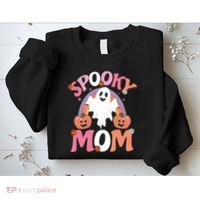 Family Retro Spooky Mom Groovy Retro Halloween Ghost Costume Gift Sweatshirt thumb 2