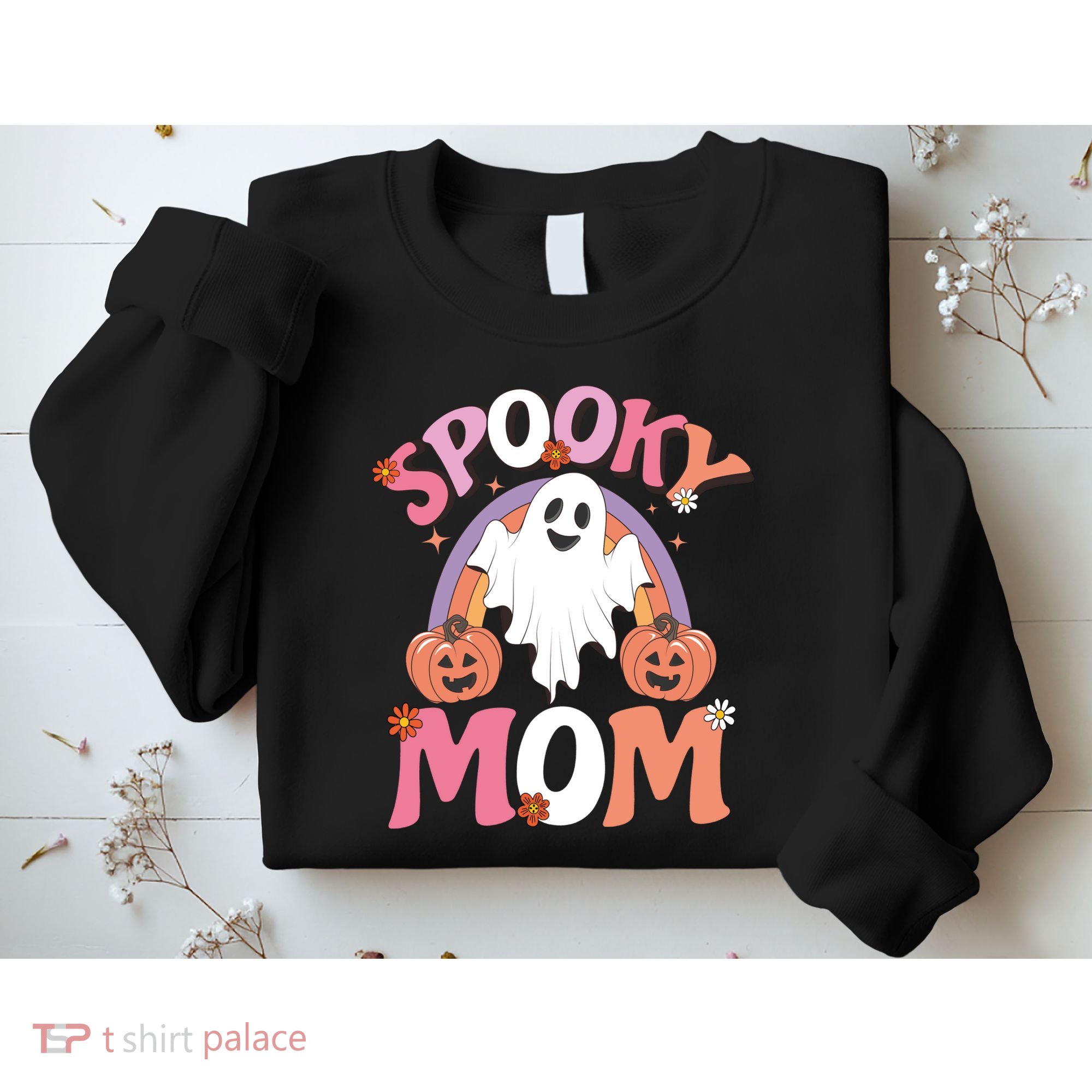 Family Retro Spooky Mom Groovy Retro Halloween Ghost Costume Gift Sweatshirt