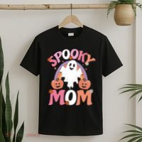 Family Retro Spooky Mom Groovy Retro Halloween Ghost Costume Gift T-Shirt thumb 2