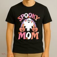 Family Retro Spooky Mom Groovy Retro Halloween Ghost Costume Gift T-Shirt thumb 3
