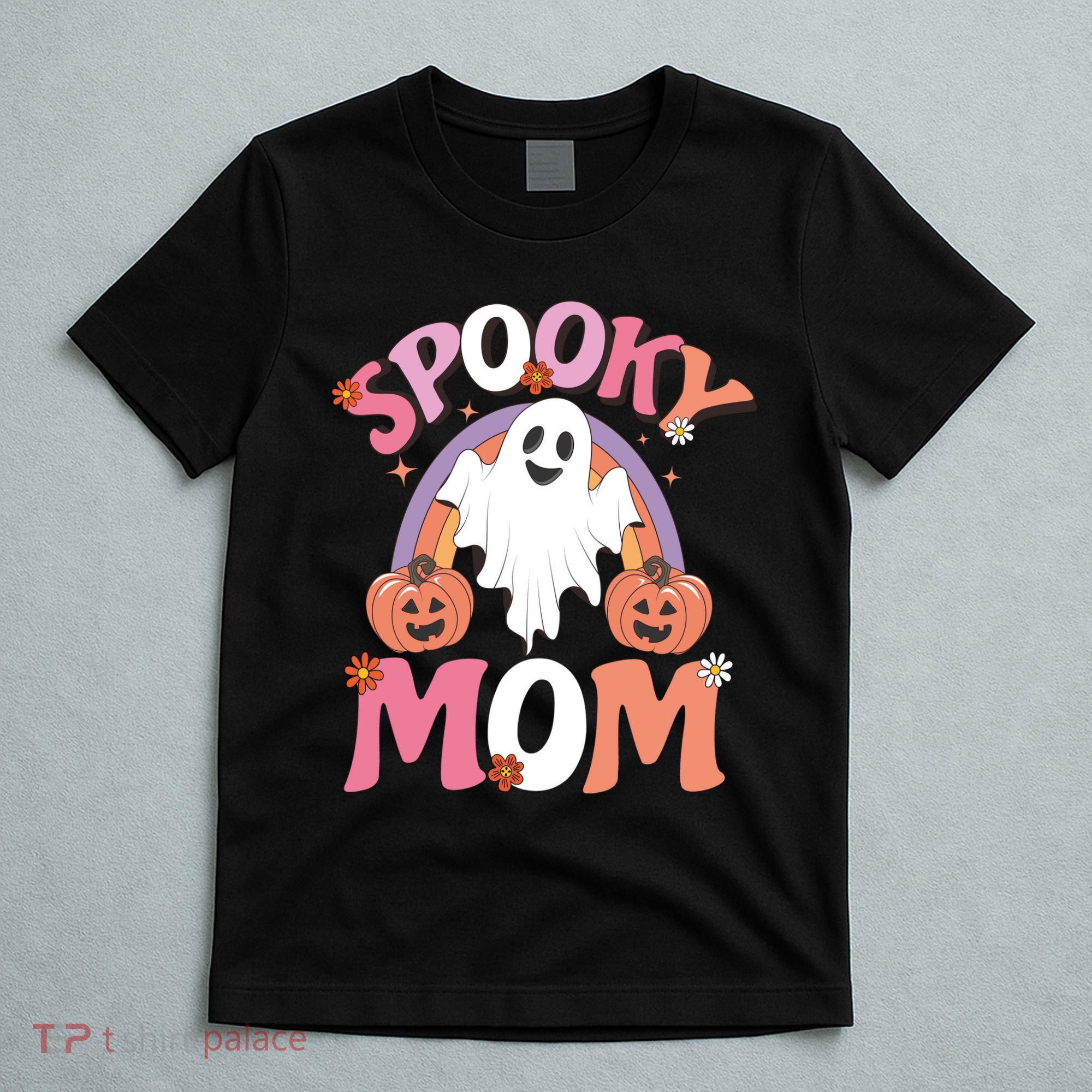 Family Retro Spooky Mom Groovy Retro Halloween Ghost Costume Gift T-Shirt