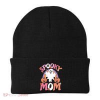 Family Retro Spooky Mom Groovy Retro Halloween Ghost Costume Gift Beanie thumb 0