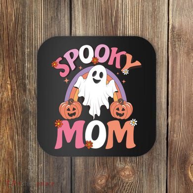Family Retro Spooky Mom Groovy Retro Halloween Ghost Costume Gift Coaster