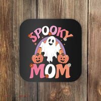 Family Retro Spooky Mom Groovy Retro Halloween Ghost Costume Gift Coaster thumb 0