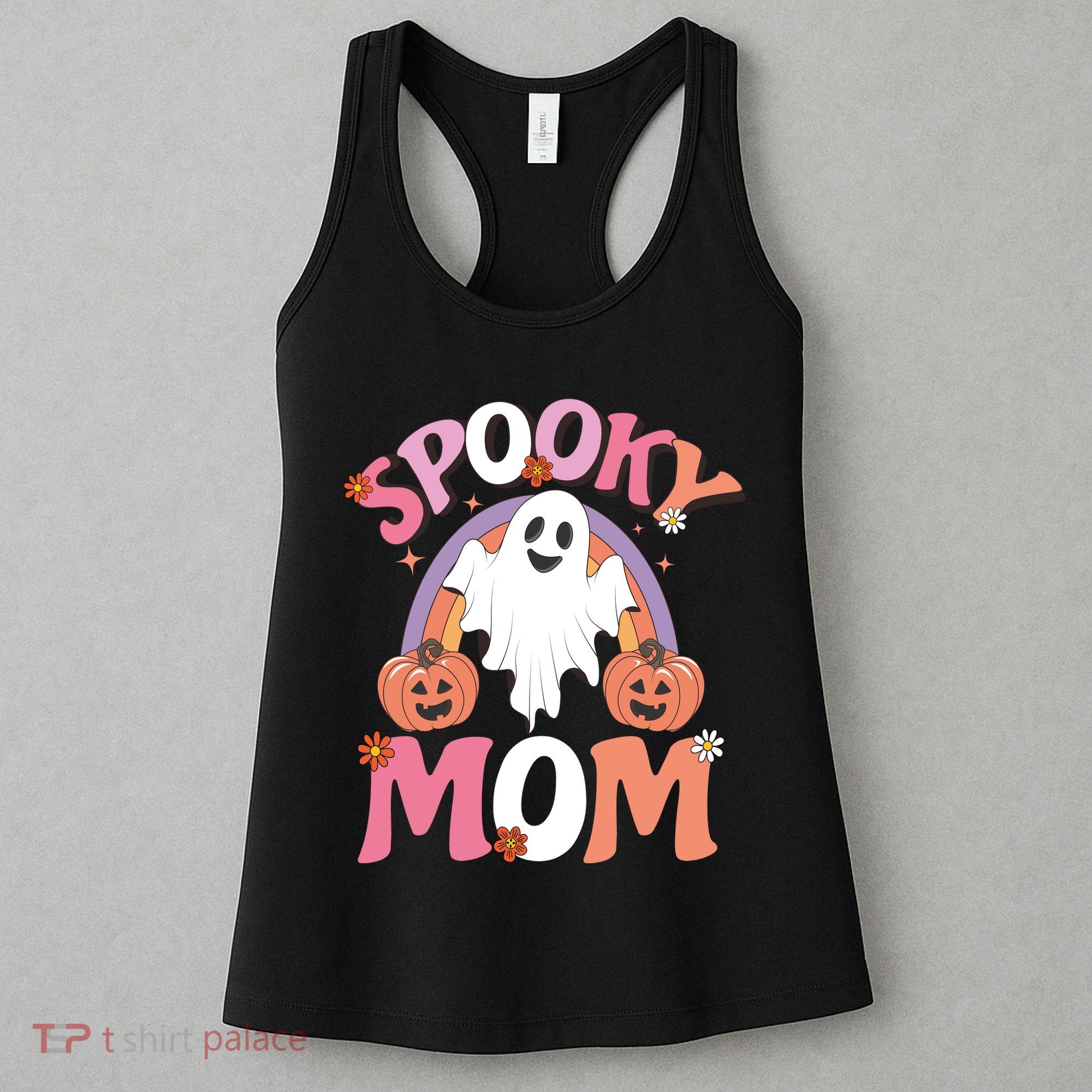 Family Retro Spooky Mom Groovy Retro Halloween Ghost Costume Gift Women's Tank Top