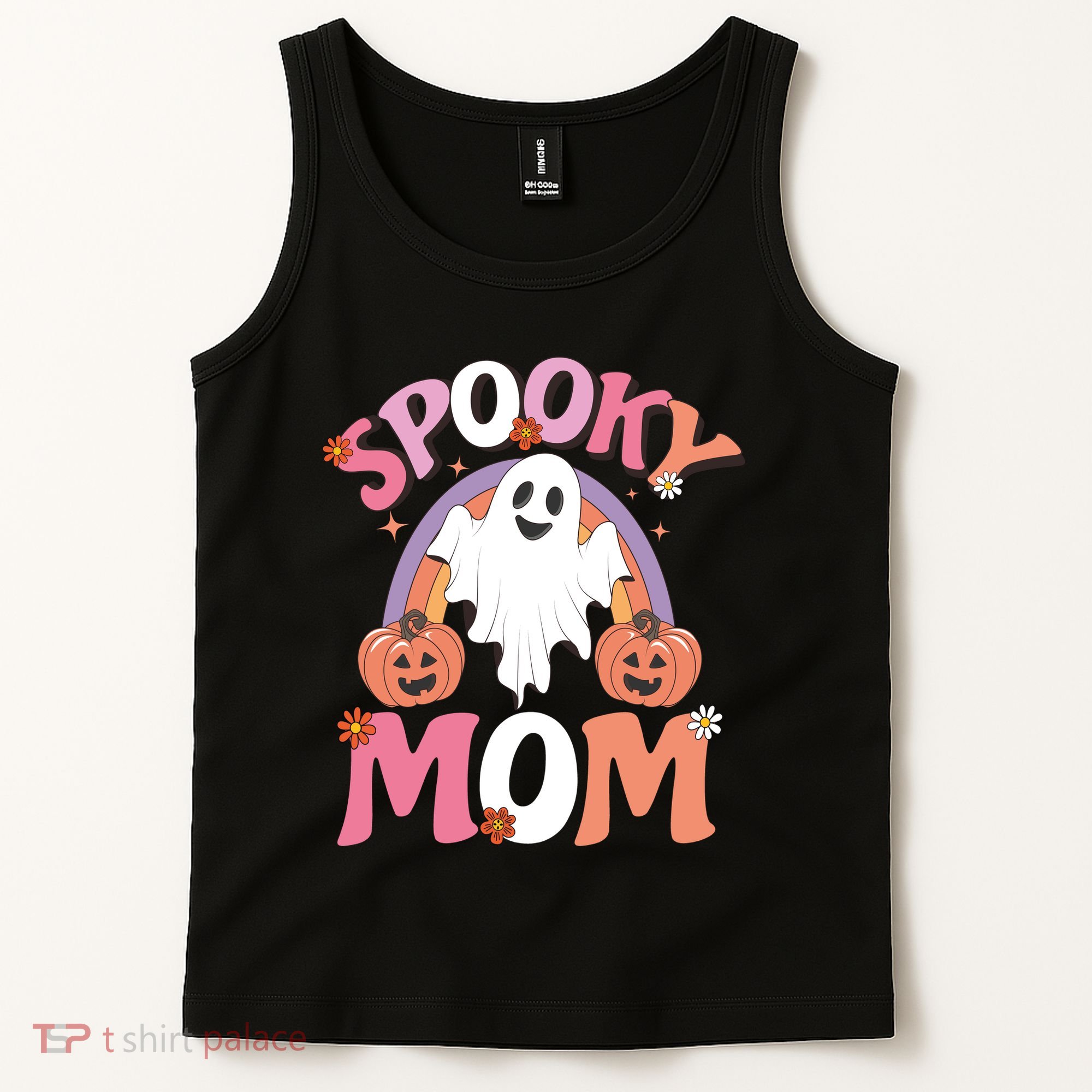 Family Retro Spooky Mom Groovy Retro Halloween Ghost Costume Gift Tank Top
