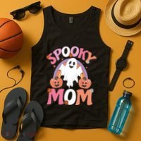 Family Retro Spooky Mom Groovy Retro Halloween Ghost Costume Gift Tank Top thumb 4