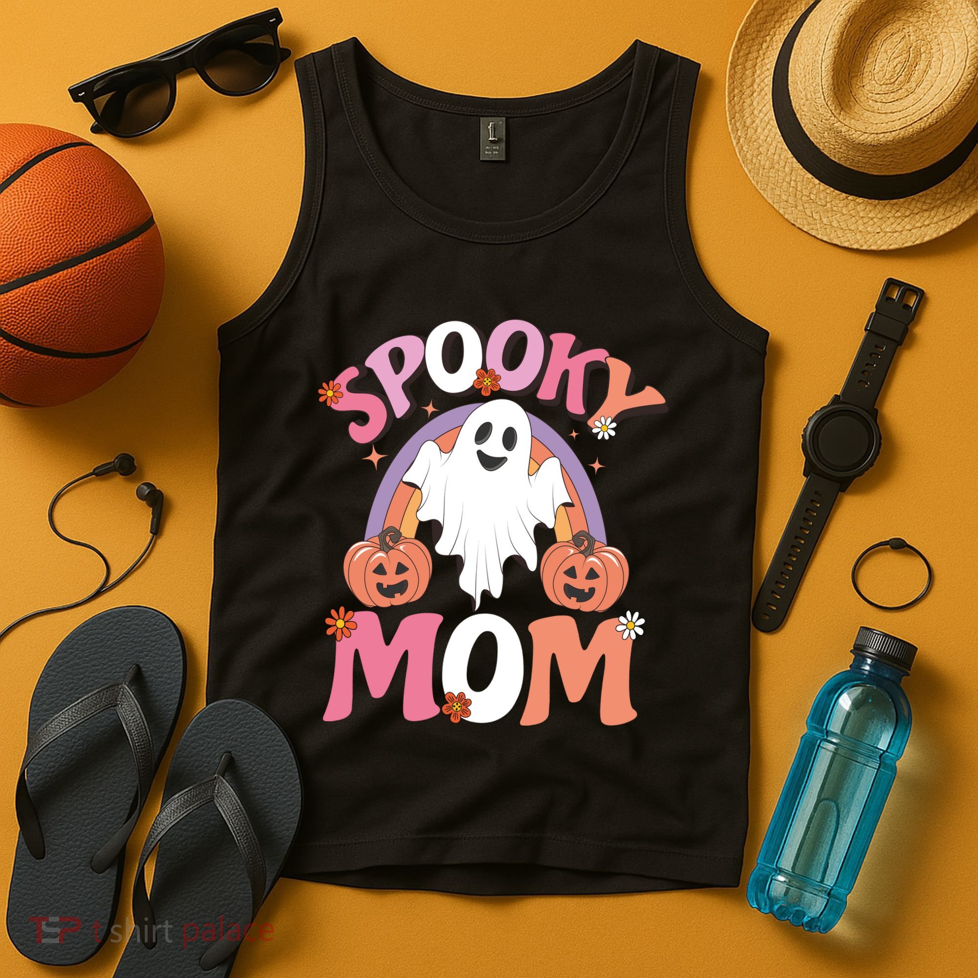 Family Retro Spooky Mom Groovy Retro Halloween Ghost Costume Gift Tank Top