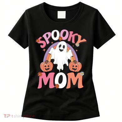 Family Retro Spooky Mom Groovy Retro Halloween Ghost Costume Gift Women's T-Shirt
