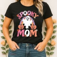 Family Retro Spooky Mom Groovy Retro Halloween Ghost Costume Gift Women's T-Shirt thumb 2