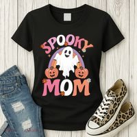 Family Retro Spooky Mom Groovy Retro Halloween Ghost Costume Gift Women's T-Shirt thumb 3