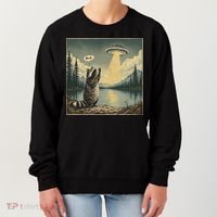Funny Raccoon Sasquatch Alien UFO Monster Introvert Bruh Women's Sweatshirt thumb 0