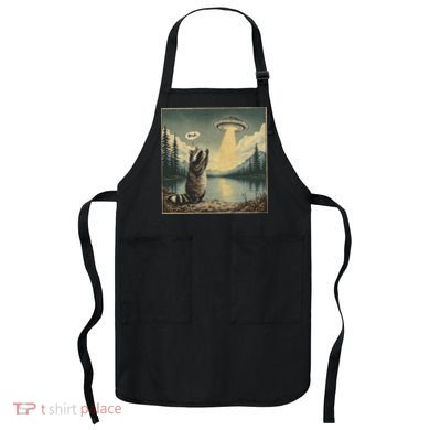 Funny Raccoon Sasquatch Alien UFO Monster Introvert Bruh Apron