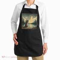 Funny Raccoon Sasquatch Alien UFO Monster Introvert Bruh Apron thumb 2