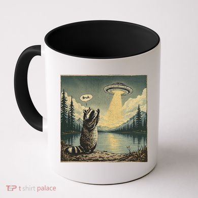 Funny Raccoon Sasquatch Alien UFO Monster Introvert Bruh Coffee Mug