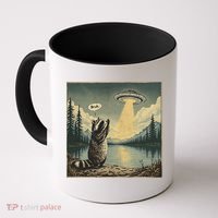 Funny Raccoon Sasquatch Alien UFO Monster Introvert Bruh Coffee Mug thumb 0