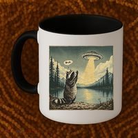 Funny Raccoon Sasquatch Alien UFO Monster Introvert Bruh Coffee Mug thumb 2