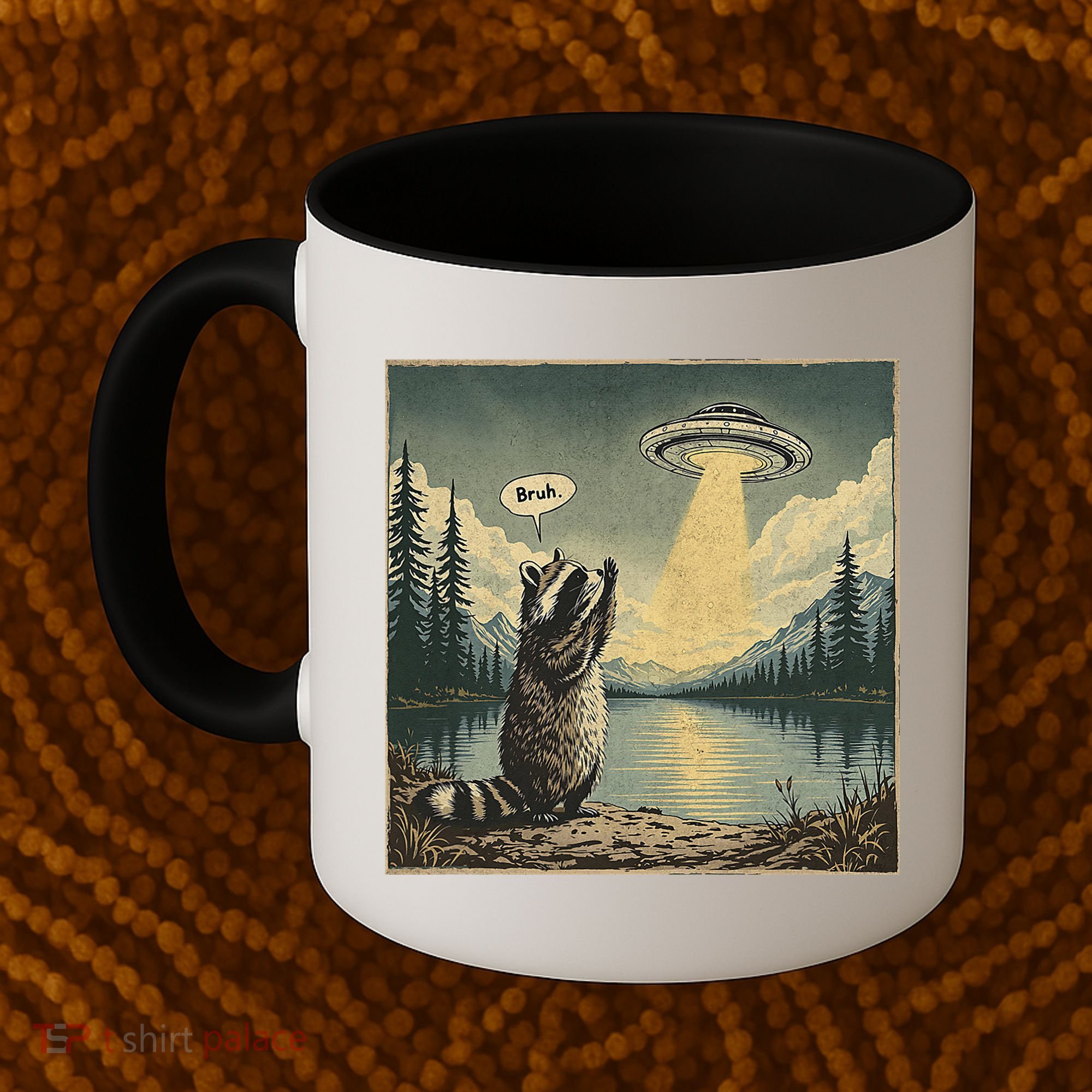 Funny Raccoon Sasquatch Alien UFO Monster Introvert Bruh Coffee Mug