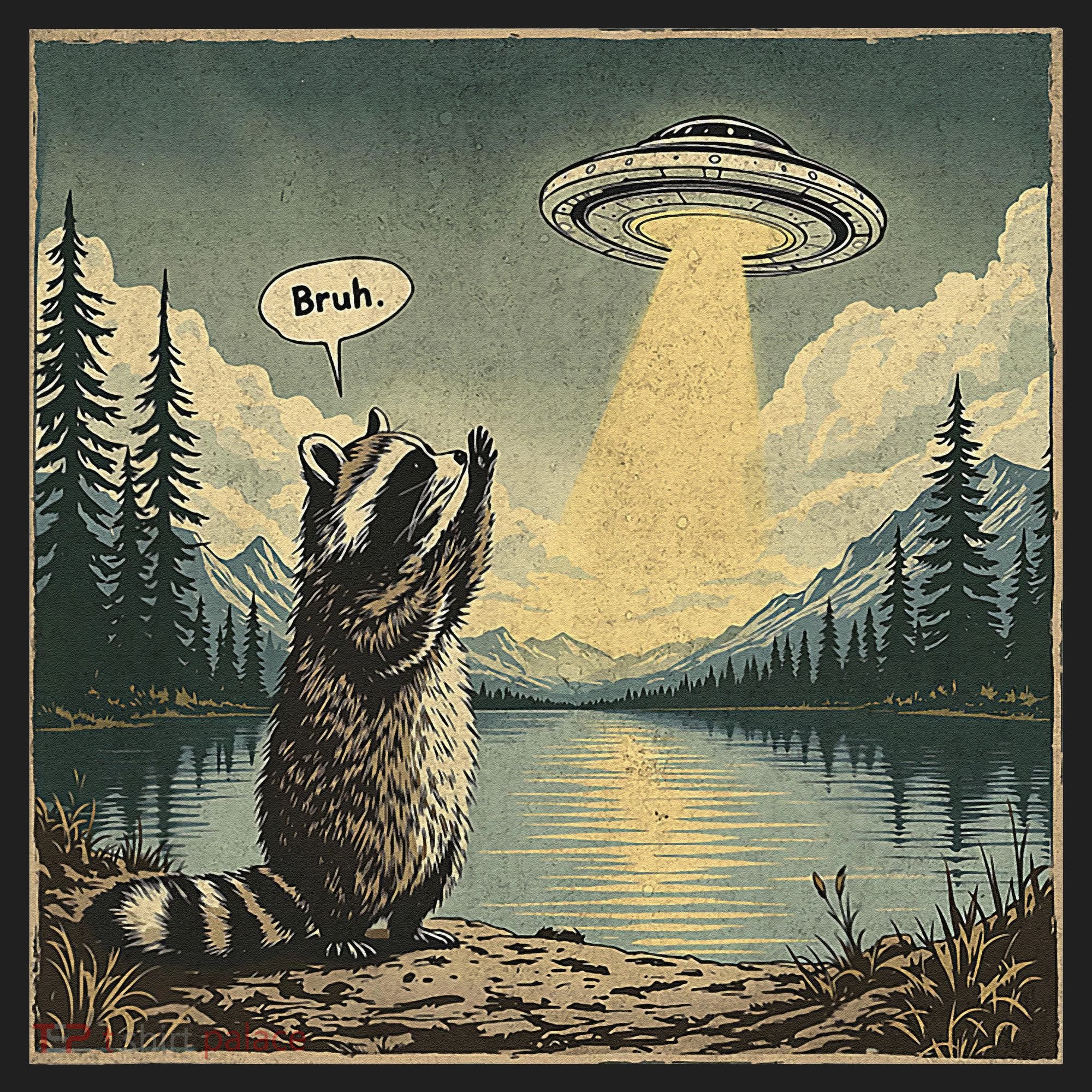 Funny Raccoon Sasquatch Alien UFO Monster Introvert Bruh Beanie