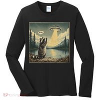 Funny Raccoon Sasquatch Alien UFO Monster Introvert Bruh Women's Long Sleeve Shirt thumb 0