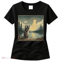 Funny Raccoon Sasquatch Alien UFO Monster Introvert Bruh Women's T-Shirt thumb 0