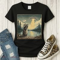 Funny Raccoon Sasquatch Alien UFO Monster Introvert Bruh Women's T-Shirt thumb 3