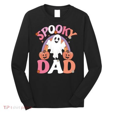 Family Retro Spooky Dad Groovy Retro Halloween Ghost Costume Gift Long Sleeve Shirt