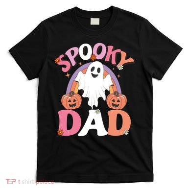 Family Retro Spooky Dad Groovy Retro Halloween Ghost Costume Gift T-Shirt