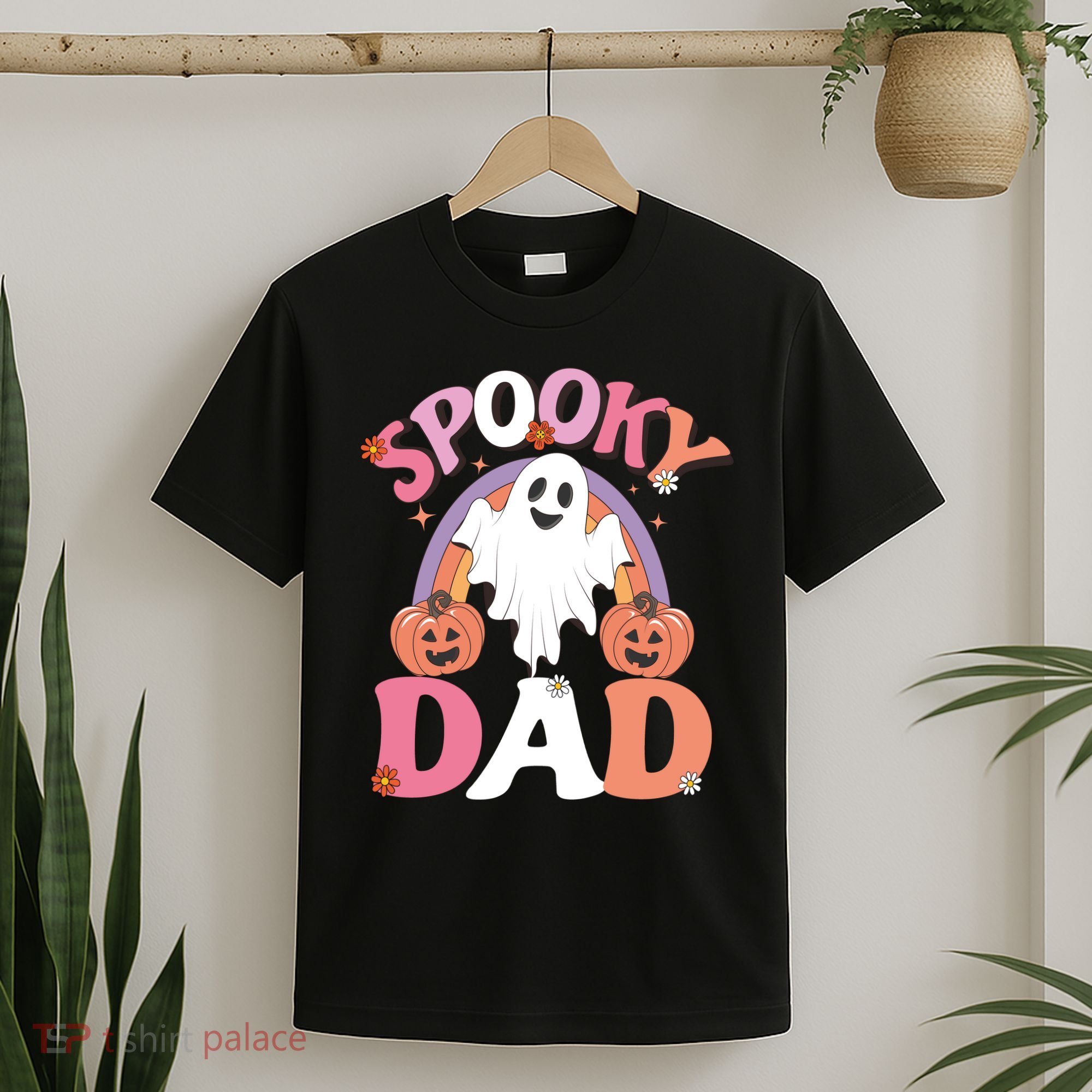 Family Retro Spooky Dad Groovy Retro Halloween Ghost Costume Gift T-Shirt