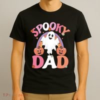 Family Retro Spooky Dad Groovy Retro Halloween Ghost Costume Gift T-Shirt thumb 3