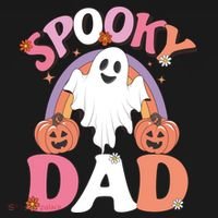 Family Retro Spooky Dad Groovy Retro Halloween Ghost Costume Gift T-Shirt thumb 7