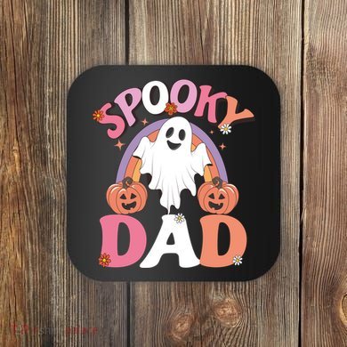 Family Retro Spooky Dad Groovy Retro Halloween Ghost Costume Gift Coaster