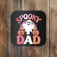 Family Retro Spooky Dad Groovy Retro Halloween Ghost Costume Gift Coaster thumb 0