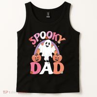 Family Retro Spooky Dad Groovy Retro Halloween Ghost Costume Gift Tank Top thumb 2