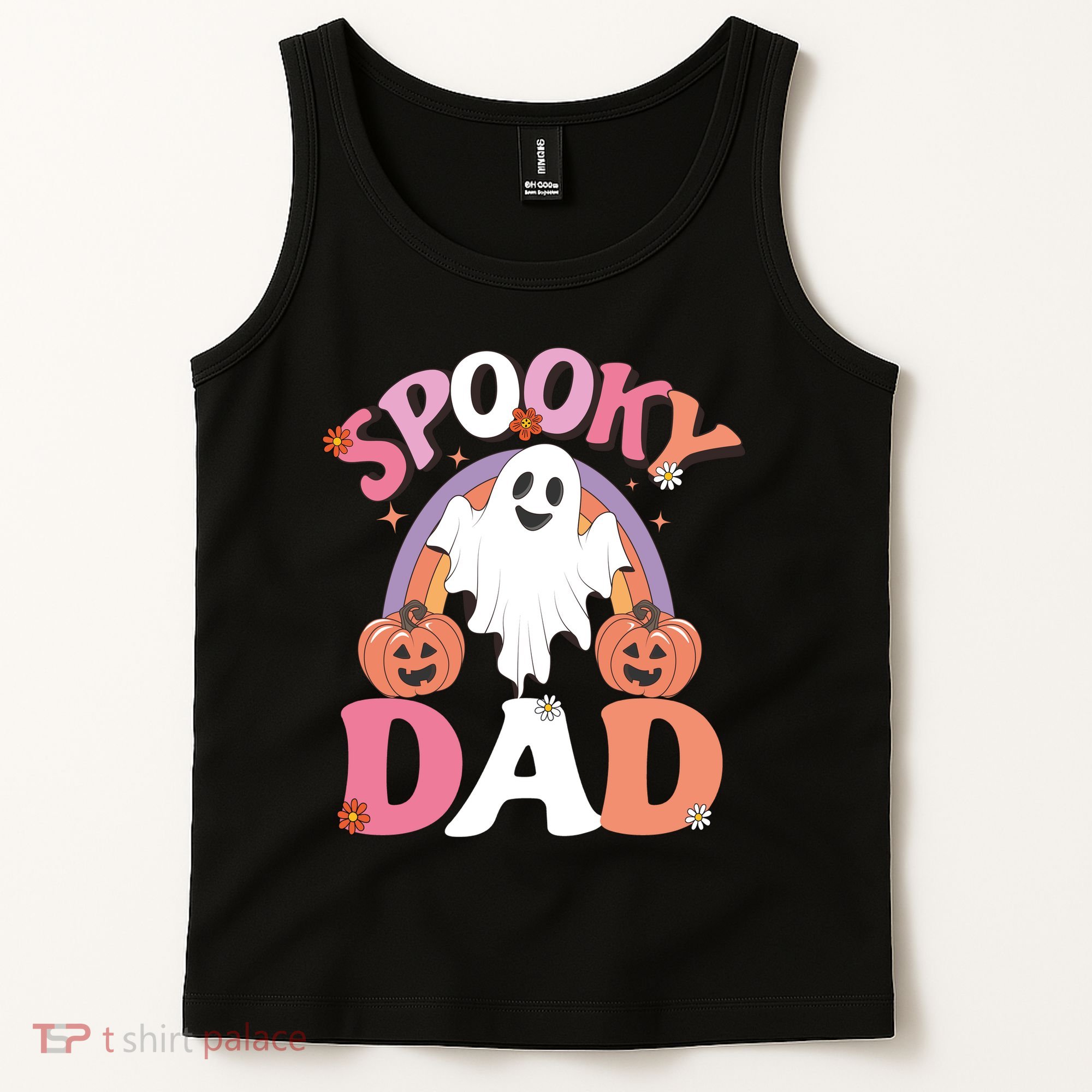 Family Retro Spooky Dad Groovy Retro Halloween Ghost Costume Gift Tank Top