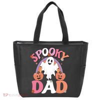 Family Retro Spooky Dad Groovy Retro Halloween Ghost Costume Gift Tote Bag thumb 0