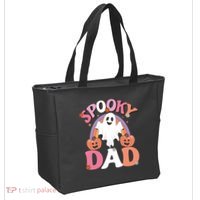 Family Retro Spooky Dad Groovy Retro Halloween Ghost Costume Gift Tote Bag thumb 2