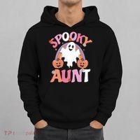 Family Retro Spooky Aunt Groovy Retro Halloween Ghost Costume Gift Hoodie thumb 0