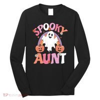 Family Retro Spooky Aunt Groovy Retro Halloween Ghost Costume Gift Long Sleeve Shirt thumb 0