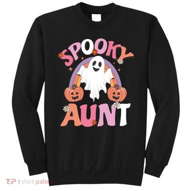 Family Retro Spooky Aunt Groovy Retro Halloween Ghost Costume Gift Sweatshirt