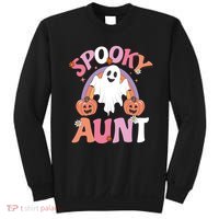 Family Retro Spooky Aunt Groovy Retro Halloween Ghost Costume Gift Sweatshirt thumb 0