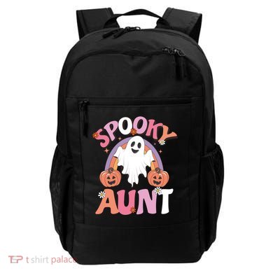 Family Retro Spooky Aunt Groovy Retro Halloween Ghost Costume Gift Backpack