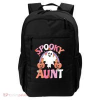 Family Retro Spooky Aunt Groovy Retro Halloween Ghost Costume Gift Backpack thumb 0