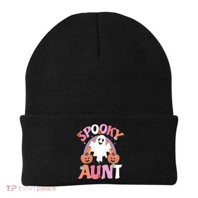 Family Retro Spooky Aunt Groovy Retro Halloween Ghost Costume Gift Beanie