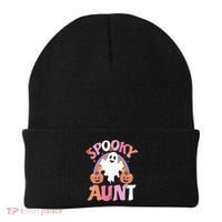 Family Retro Spooky Aunt Groovy Retro Halloween Ghost Costume Gift Beanie thumb 0